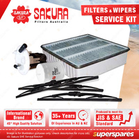 Sakura Front + Rear Wiper Blades & Filter Kit for Mitsubishi Pajero QA 1.6L 2.0L