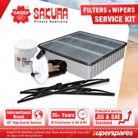 Sakura Front Wiper Blades & Filter Service Kit for Mitsubishi Pajero QA 1.6L 2.0