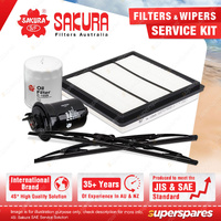 Sakura Front Wiper Blades & Filter Service Kit for Mitsubishi Triton MK 2.4L