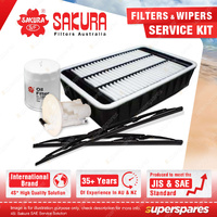 Sakura Front Wiper Blades & Filter Service Kit for Mitsubishi Lancer CJ