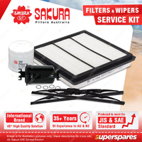 Sakura Front Wiper Blades & Filter Service Kit for Mitsubishi Triton MH MJ 3.0L