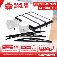 Sakura Front + Rear Wiper Blades & Filter Service Kit for Mitsubishi Pajero NP