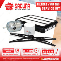 Sakura Front Wiper Blades & Filter Service Kit for Holden Rodeo TF 3.2L 98-01