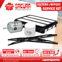 Sakura Front Wiper Blades & Filter Service Kit for Holden Jackaroo UBS25 3.2L