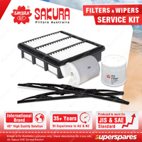 Sakura Front Wiper Blades & Filter Service Kit for Hyundai i30 FD 2.0L 2007-2013