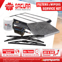 Sakura Front Rear Wiper Blades+Filter Service Kit for Toyota Landcruiser KZJ120R