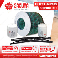 Sakura Front Wiper Blades+Filter Service Kit for Toyota Landcruiser HDJ78 79 80