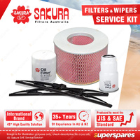 Sakura Front Wiper Blades & Filter Service Kit for Toyota Hilux Surf KZN185 3.0L