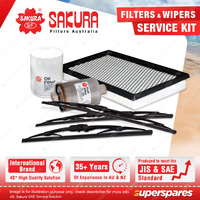 Sakura Front Rear Wiper Blades+Filter Service Kit for Ford Falcon AU EB ED EF EL