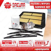 Sakura Front + Rear Wiper Blades & Filter Service Kit for Ford Falcon BA 4.0 LPG
