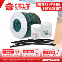 Sakura Front Wiper Blades & Filter Service Kit for Toyota Landcruiser BJ40 3.0L