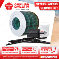 Sakura Front Wiper Blades & Filter Service Kit for Toyota Landcruiser FJ80 4.0L