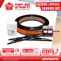 Sakura Front Wiper Blades & Filter Service Kit for Ford Fairlane ZK 4.1L Metal