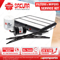 Sakura Front Wiper Blades & Filter Service Kit for Toyota Landcruiser RZJ120R