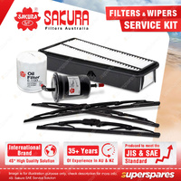 Sakura Front Rear Wiper Blades+Filter Service Kit for Toyota Landcruiser GRJ120R