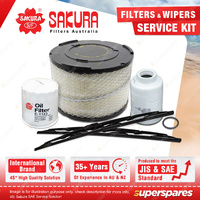 Sakura Front Wiper Blades & Filter Service Kit for Ford Ranger PJ PK 2.5L 3.0L