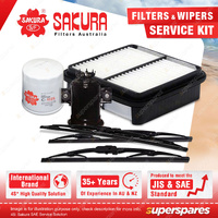 Sakura Front + Rear Wiper Blades & Filter Service Kit for Toyota Starlet EP91