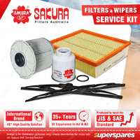 Sakura Front Wiper Blades & Filter Service Kit for Isuzu D-Max TF 3.0L Spin-on