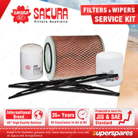 Sakura Front Wiper Blades & Filter Service Kit for Holden Jackaroo UBS69 3.1L