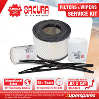 Sakura Front Wiper Blades & Filter Service Kit for Holden Rodeo RA 3.0L 02-03
