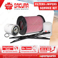 Sakura Front Wiper Blades & Filter Service Kit for Nissan Navara D22 2.7L 3.2L