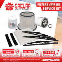 Sakura Front + Rear Wiper Blades & Filter Kit for Nissan Patrol GU 4.8L 04-07