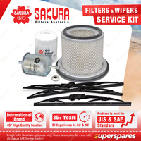 Sakura Front + Rear Wiper Blades & Filter Service Kit for Nissan Patrol GU 4.5L