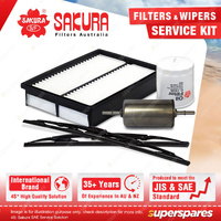 Sakura Front Wiper Blades & Filter Service Kit for Mazda 3 BK 2.0L 2004-2009