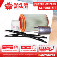 Sakura Front Wiper Blades & Filter Service Kit for Kia K2900 PU 2.9L 2008-2013