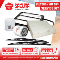 Sakura Front Wiper Blades & Filter Service Kit for Great Wall X200 2.0L Spin-On