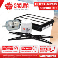 Sakura Front Wiper Blades & Filter Service Kit for Holden Rodeo TF 2.2L 98-01