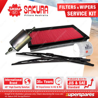 Sakura Front Wiper Blades & Filter Service Kit for Holden Commodore VT VX