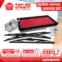 Sakura Front Rear Wiper Blades+Filter Service Kit for Holden Commodore VP VR VS