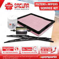 Sakura Front Wiper Blades & Filter Service Kit for Holden Commodore VT VX VY