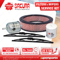 Sakura Front Wiper Blades & Filter Service Kit for Nissan Patrol MQ 2.8L 80-87