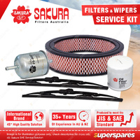 Sakura Front Wiper Blades & Filter Service Kit for Nissan Navara D21 2.0L 2.4L