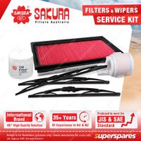 Sakura Front + Rear Wiper Blades & Filter Service Kit for Nissan X-Trail T30 2.5