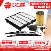 Sakura Front Wiper Blades & Filter Service Kit for Toyota Landcruiser URJ202R