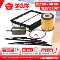 Sakura Front Wiper Blades & Filter Service Kit for Mazda 3 BK 2.3L 2004-2009
