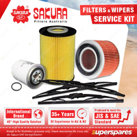 Sakura Front + Rear Wiper Blades & Filter Service Kit for Nissan Patrol GU 3.0L