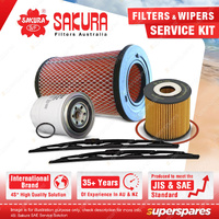 Sakura Front Wiper Blades & Filter Service Kit for Nissan Navara D22 2.5L 02-06
