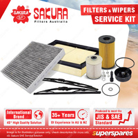 Sakura Front Wiper Blades & Filter Service Kit for Nissan Navara D23 NP300