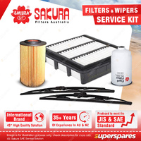 Sakura Front Wiper Blades & Filter Service Kit for Hyundai i30 FD 1.6L 2007-2008