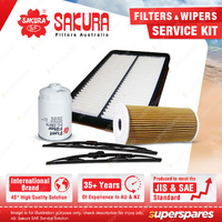 Sakura Front Wiper Blades & Filter Service Kit for Hyundai Santa Fe CM 2.2 09-12
