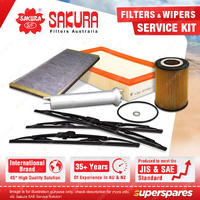 Sakura Front + Rear Wiper Blades & Filter Service Kit for BMW X5 E53 3.0L 01-07