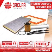 Sakura Front Wiper Blades & Filter Service Kit for BMW X5 E53 3.0L 01-07