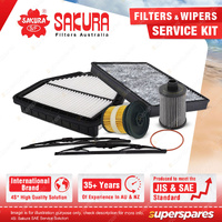 Sakura Front Wiper Blades & Filter Service Kit for Holden Captiva 5 Captiva 7 CG