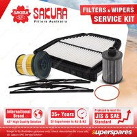Sakura Front Wiper Blades & Filter Service Kit for Holden Captiva CG 2.2L 11-12