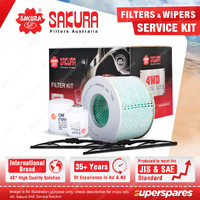 Sakura Front Wiper Blades & Filter Service Kit for Toyota Landcruiser HDJ78R