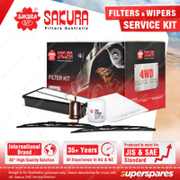 Sakura Wiper Blades & Filter Service Kit for Toyota Landcruiser Prado GRJ120R